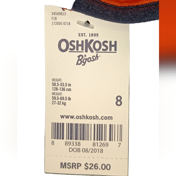OSHKOSH B'gosh Fleece Colorblock Henley Orange Blue Size Youth 8 - Picture 6 of 8